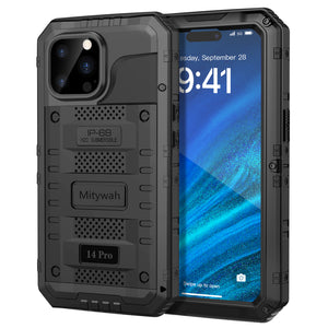 iPhone 14 Pro Case Heavy Duty Durable Metal Full Body Protective - Mitywah