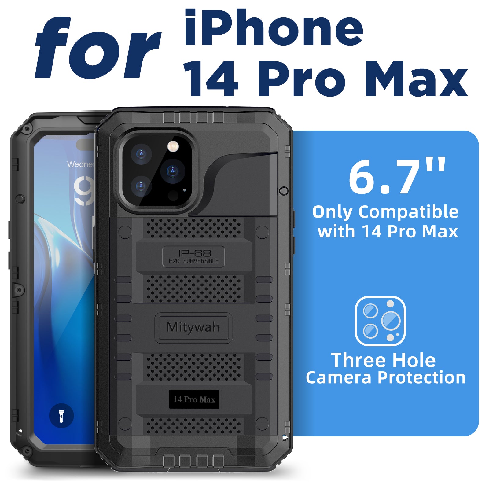 iPhone 14 Pro Max Case Heavy Duty Durable Metal Full Body